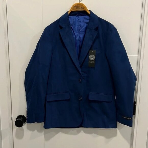 Vince Camuto  blue suede like blazer NWT size small - Picture 1 of 11
